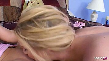 Two skinny blondes strap-on anal toy first lesbian romp