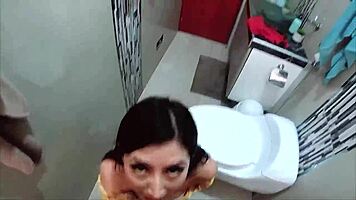 hey wanna cheat on your girl with hot roommate solange sun in the shower giving pov blowjob and handjob?