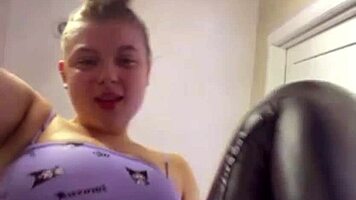 leather-clad pink pussy fingering up close and wet