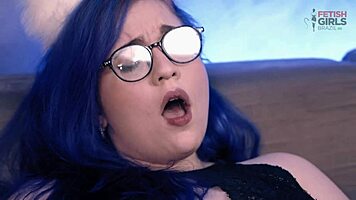 watching my latina girlfriend spread wet pussy masturbate with huge dildo buttplug till she cums