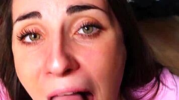 Innocent-Looking Brunette Delivers Sloppy Pov Blowjob Facial Cumshot