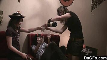 dagfs hot costumed amateurs in lesbian threesome party