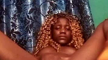 tiny teen fingers her deep ebony pussy till she squirts everywhere 💦🔥😍