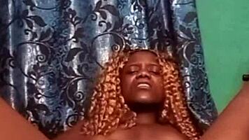 tiny teen fingers her deep ebony pussy till she squirts everywhere 💦🔥😍