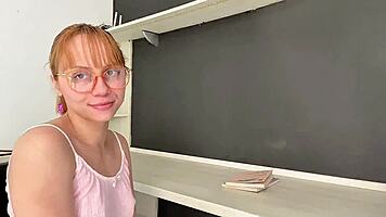 i pounded that young student's tight shaved pussy in sheer red