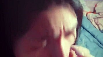 Brunette Slut With Glasses Gives Excellent Deep Homemade Blowjobs