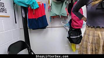 Shoplifter's Backroom Search Turns Rough Fuck Punishment!
