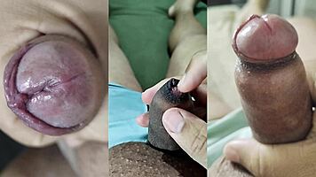 WATCH MY BEST CUMSHOTS AND JERKS ON SMALL PHIMOSIS COCK AS NEIGHBOR FINGERS WET PUSSY!