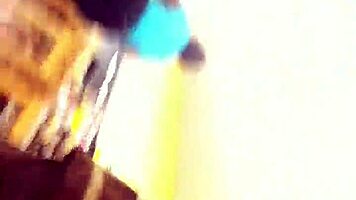 hey, check this jean overalls upskirt while shopping outdoors