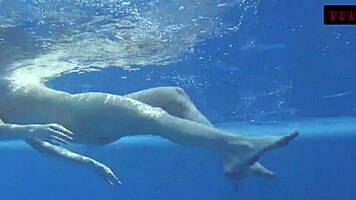 brunette babe mia ferrari dives into tight pool swimsuit tease