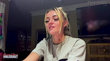 I strip naked, rub my small tits and stroke this hard cock