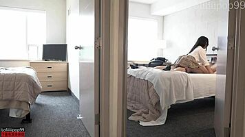 roommate's boyfriend fucks me hard while she's showering in college dorm