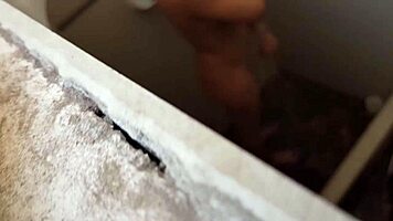 gorgeous colombian petite showers in bathroom and notices voyeur