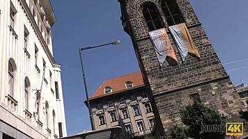 hunt4k. young brunette chick rides cock pov next to her watching cuckold