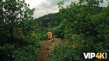 vip4k. crazy spanish hiker babe fucks pov in forest with old friend watching