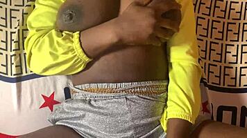 Young petite African ebony girlfriend stripped from tight shorts for monster cock hd slamming