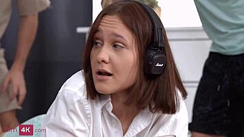 ally's petite frame craves double penetration from two studs