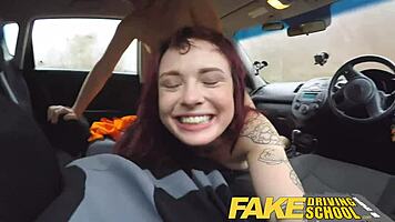 Fake Driving School: British Instructor Creampies Skinny American 18+ Teen