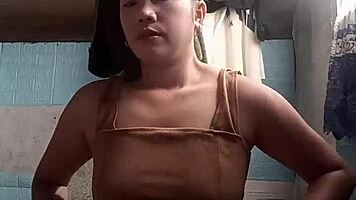 Asian neighbor teases sexy body in sheer full clip