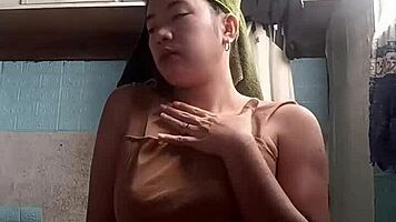 Asian neighbor teases sexy body in sheer full clip