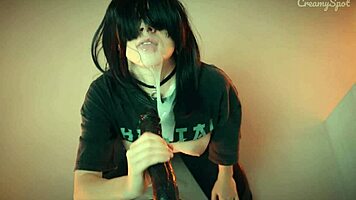 shy girl bound to fuckmachine drips cum from wild creampie