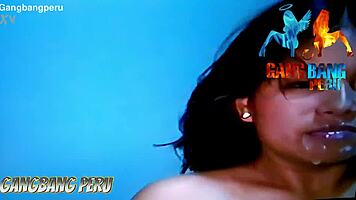 wild peruvian nympho craves rough orgy cumshots and facials