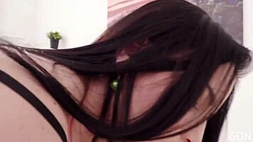 Kizzy six's massive ass trapped tight between monster cocks pounding hard