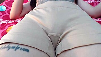 Foreign stud creampies tight filipina babe's shaved pussy in intense session