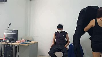 shy stylist tempts young guy into first time passion