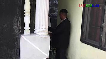 I couldn't resist bending that ebony amateur over for hardcore doggystyle at the church site