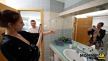 czech milf seduces young stud in bathroom for intense cock pounding chance taken