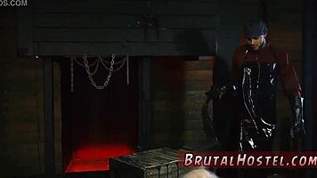 Boss ties up big-titted blonde for brutal fetish domination