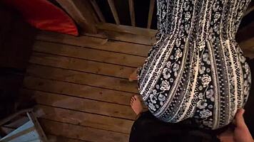 Babe grinds horny petite ass teasing in public