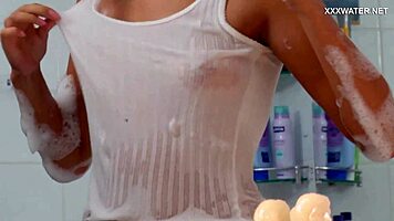 russian slut sima zengin baths horny masturbates small tits orgasm