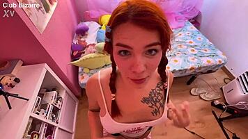 young trans deepthroats monster cock for cum