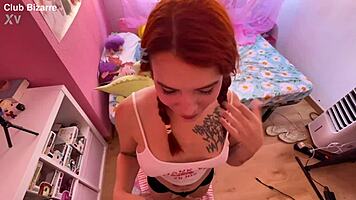 young trans deepthroats monster cock for cum