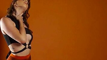 Big ass PETITE teen STRIPS to bare PIERCED tits and bubble butt tease