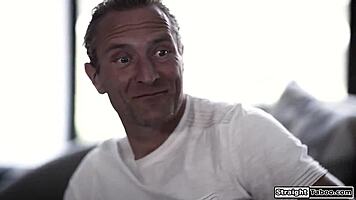 Older boyfriend hammers small tits teen's shaved pussy hard