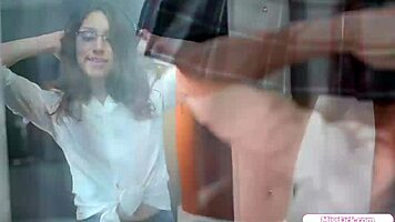 Stepsis grinds hairy wet pussy on teen face in intense facesitting session