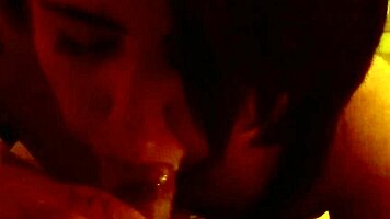 my emo friend drops to her knees for deepthroat blowjob