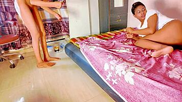 first time ffm threesome brunette milf squirts on cocks 💦👯