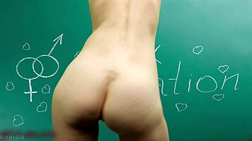 Naughty schoolgirl teases with her wild ass shaking