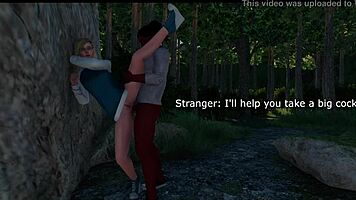 lost teen's squirting pussy exploited by huge black cock in wild hiking fuck
