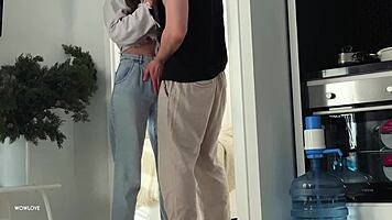 wow petite brunette's tight ass worship in early morning bedroom fuck