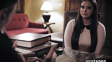 busty milf seduces priest in church