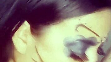 Suggestive Halloween deepthroat semen shots outdoors