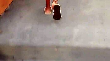 skinny girlfriend fingers her tight pussy and flashes it publicly outdoors