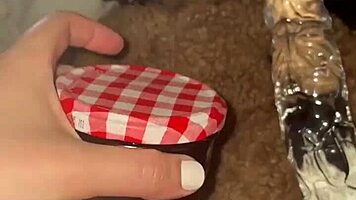 arab beauty feels wild ecstasy stuffing food deep in juicy pussy solo