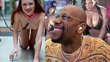 obedient ginger slut leashed naked dances public creampie bath