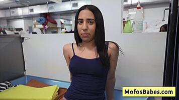 sexy horny petite brunette teen nikki mars drops to knees for wet public laundry blowjob on jason legends big cock